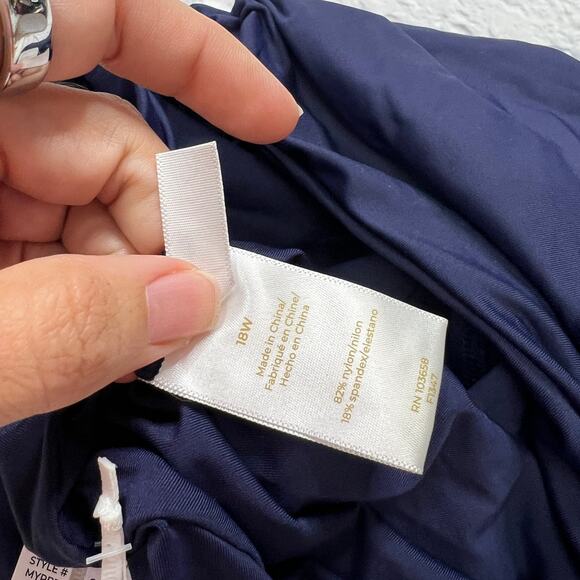 Anne Cole Navy Blue Plus Size Bikini Bottom Size 18W 3-Way Convertible New - Picture 5 of 5